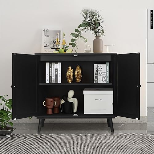 Miniatura 4 de affeivul Gabinete de almacenamiento de zapatos de ratán, aparador de ratán natural y buffet con almacenamiento, gabinete de almacenamiento de ratán