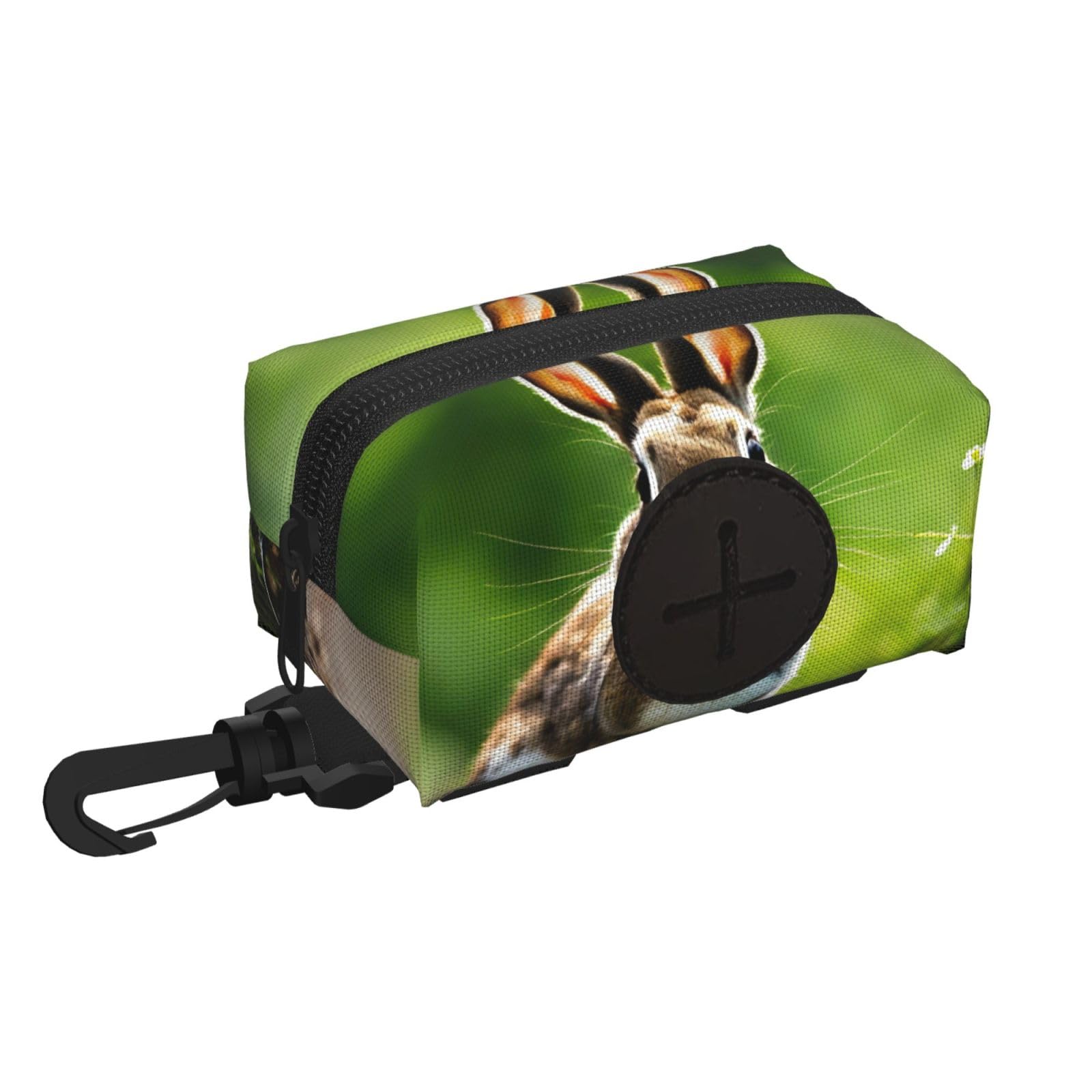 Pphgut Black Bunny Rabbits Print Waterproof Pet Waste Treat Bag Outdoor Walking Hiking Pouch Camping Accessory