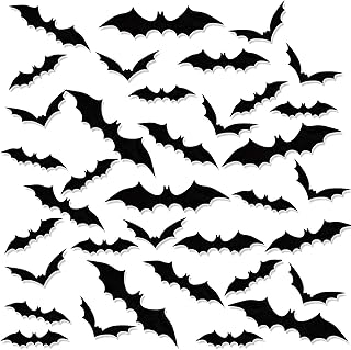 108Pcs Halloween Decoration 3D Bats Decoration, GWHOLE 4 Sizes Scary Bats Halloween Decoration PVC Black Bats Wall Stickers Outdoor Indoor for Halloween Home Decor Wall Decor