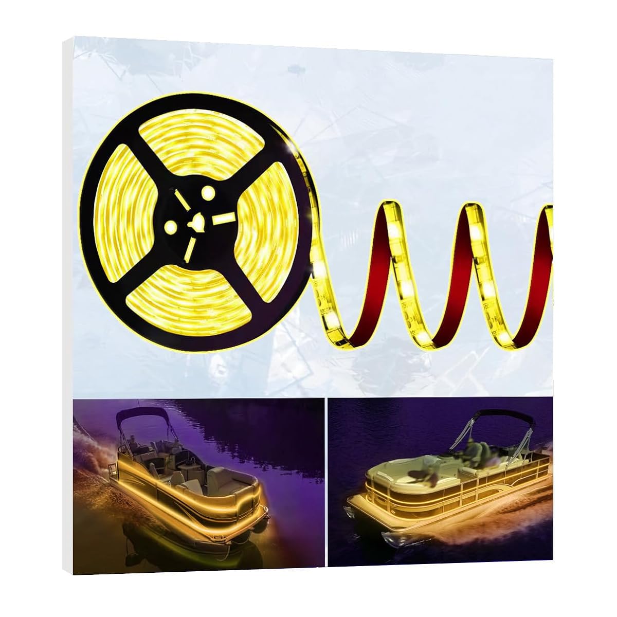 HOKIION Pontoon LED Boat Lights, 12V 20FT Waterproof Strip Lights, Amber, Model
