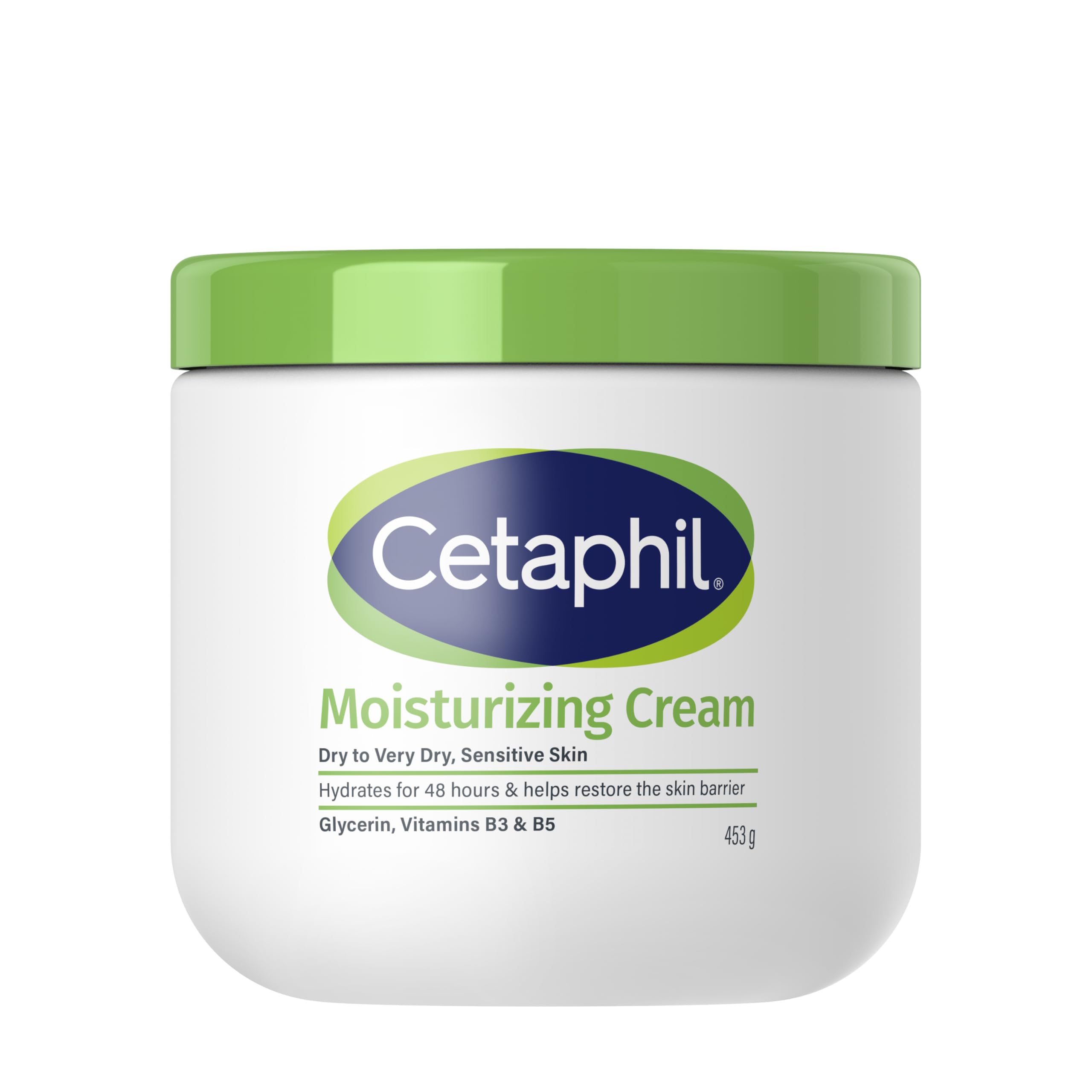 Moisturizing Cream, Face & Body Moisturizer for Men & Women, Dry to Very Dry and Sensitive Skin, Unscented, 453g