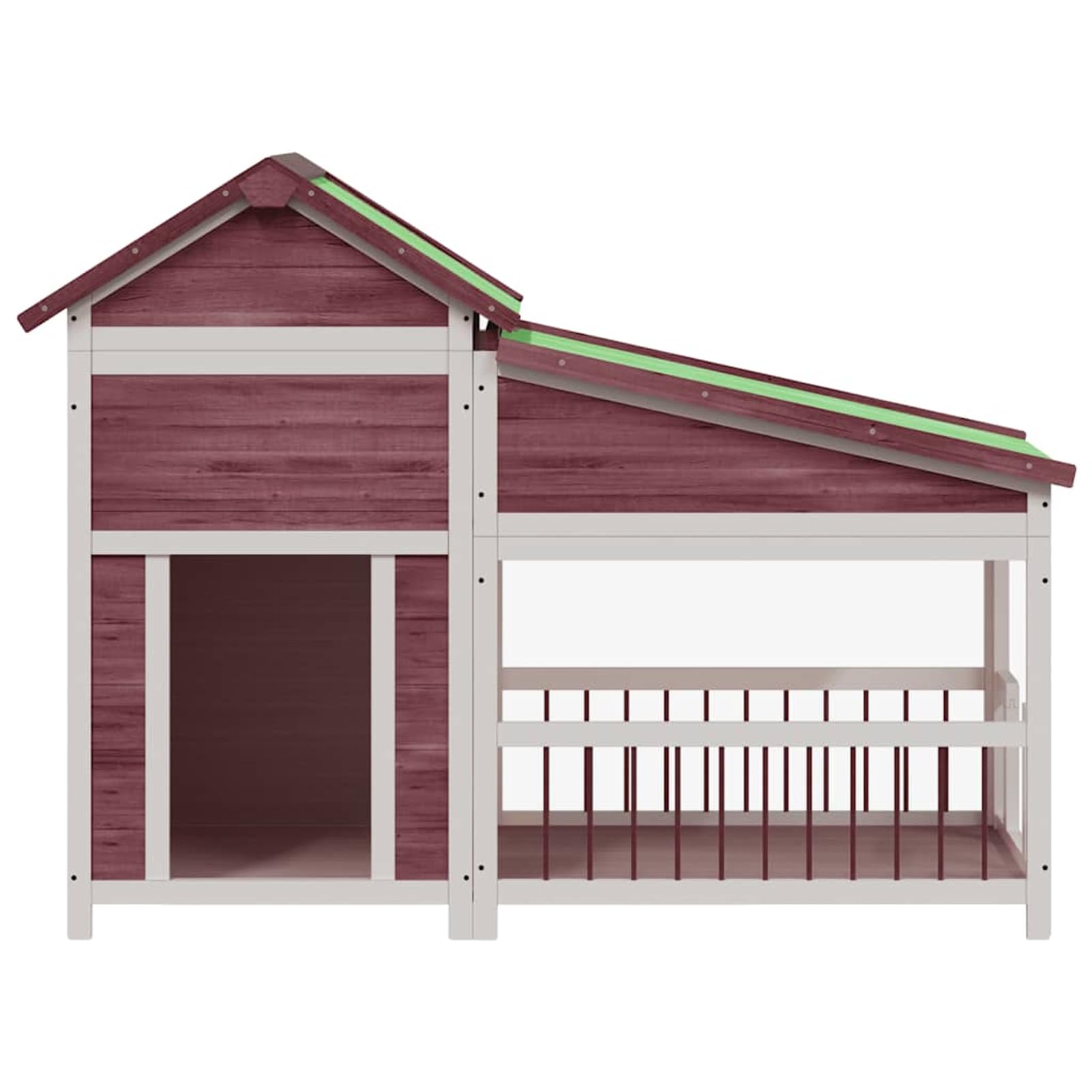 Hundehütte Massivholz Kiefer 143x60,5x109cm | Wetterfestes Dach, großer Eingang, für Hunde & Kleintiere