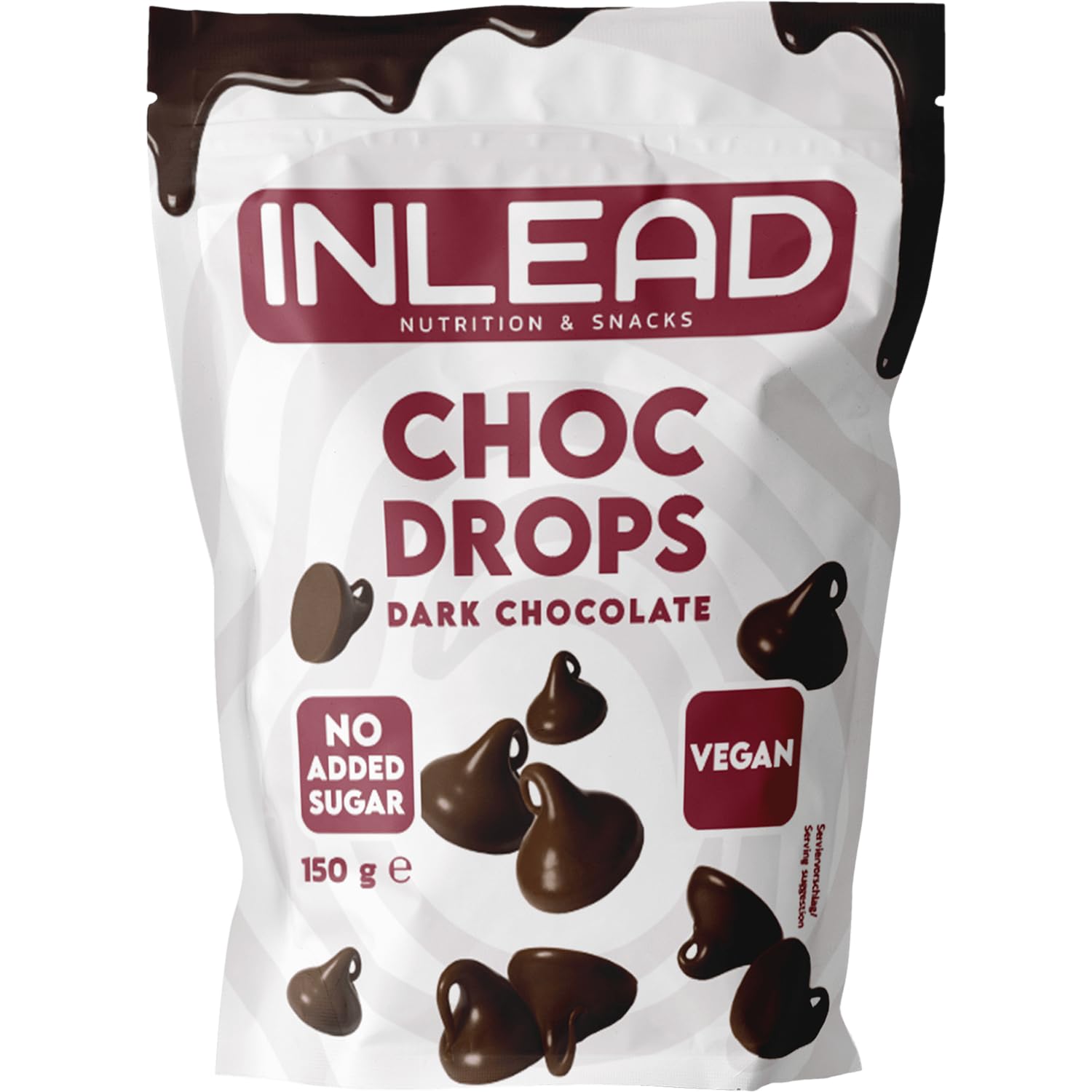 INLEAD - Choc Drops | Schokolade ohne Zuckerzusatz - Perfekte Schokodrops ohne Zucker als Topping und zum Backen (150g, Dark Chocolate - Dunkle Schokolade)