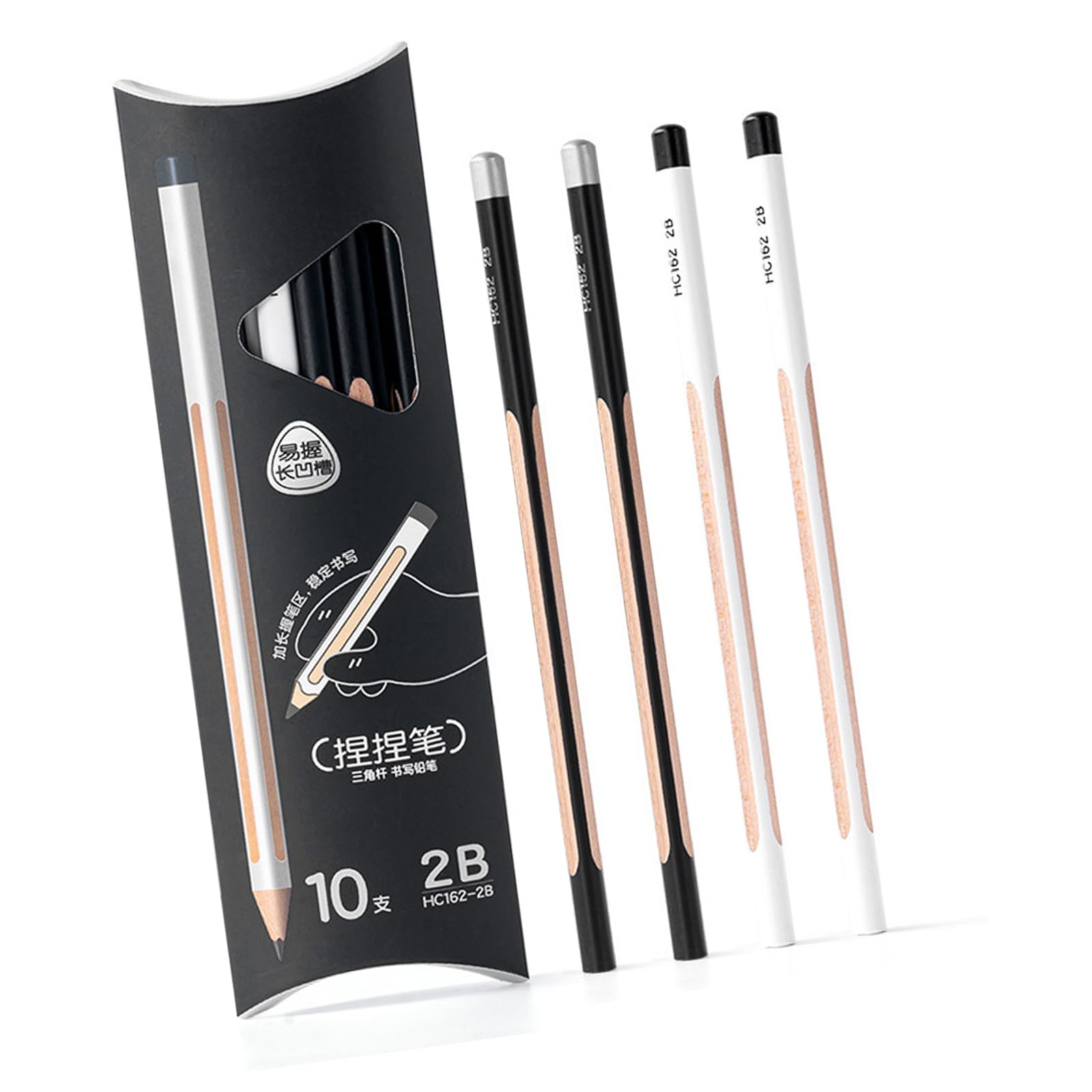 Tsophreniq 2B Triangular Exam Pencils with Grooved Design Reduces Fatigue for Extended Writing & Art Projects Triangular Exam Pencils
