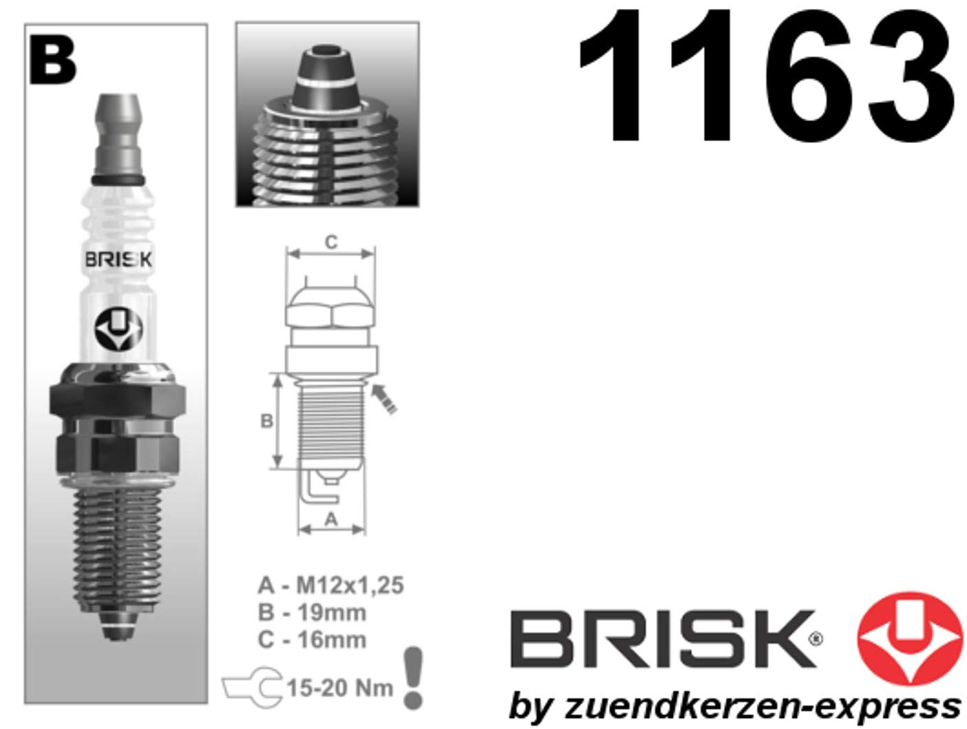 BRISK Premium Racing BR12ZC 1163 Zündkerzen, 4 Stück
