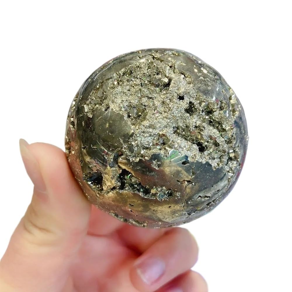 DPURPIWADY Beautiful Pyrite Sphere Stone Ball Crystal Quartz Ornaments (Size : 600-650g)