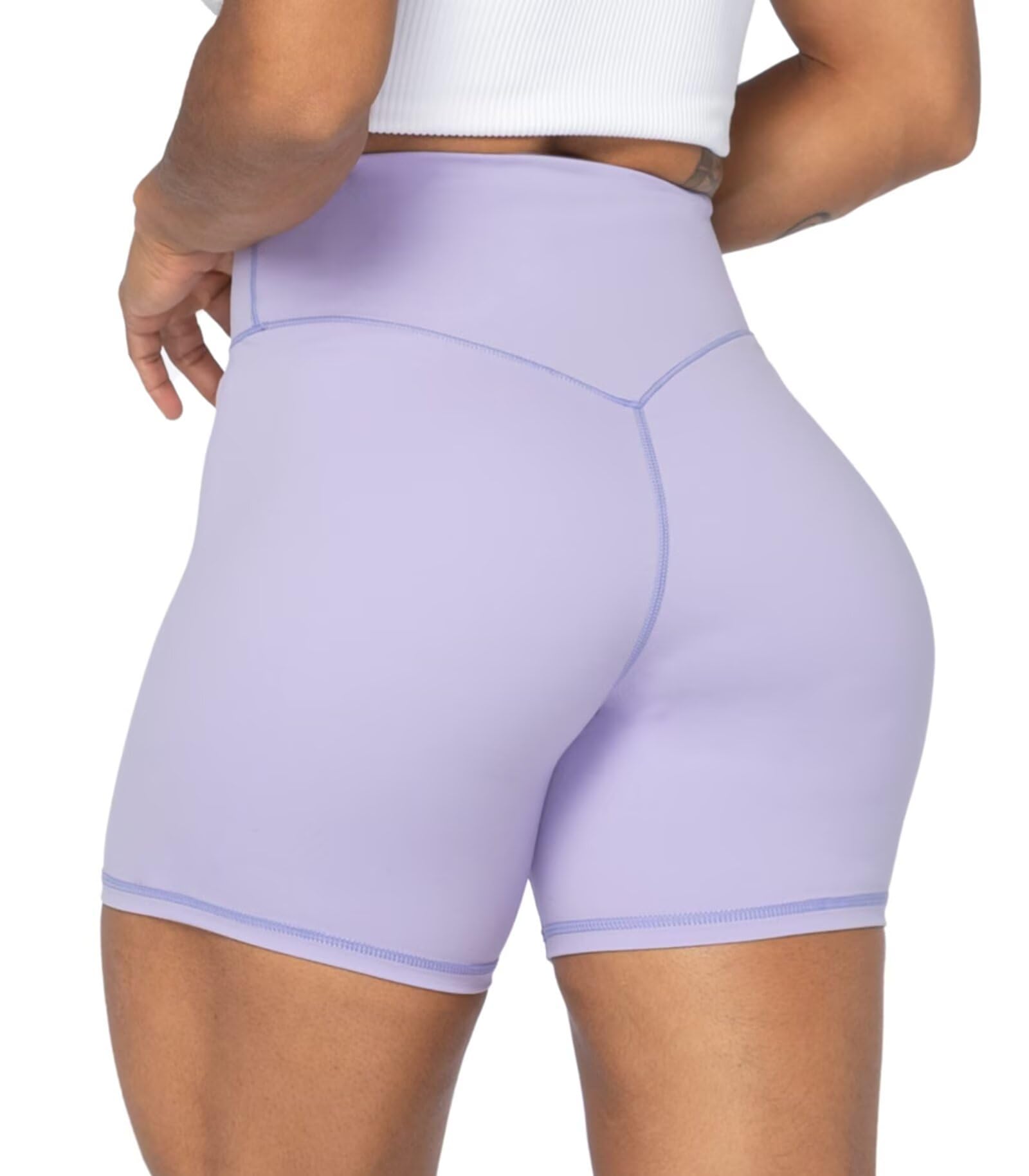 Sunzel No Front Seam High Waist Biker Shorts for Women, Squat Proof Yoga Workout Gym Bike Shorts