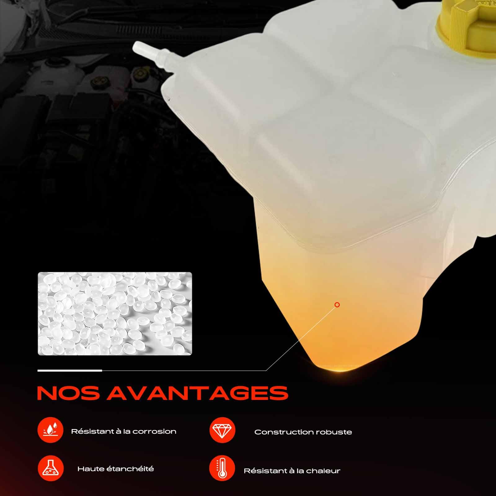 Frankberg Vase d'expansion de liquide de refroidissement avec bouchon | 2S6H8K218AF; Compatible avec: 2 jours, Fiesta V JD JH, Fusion JU