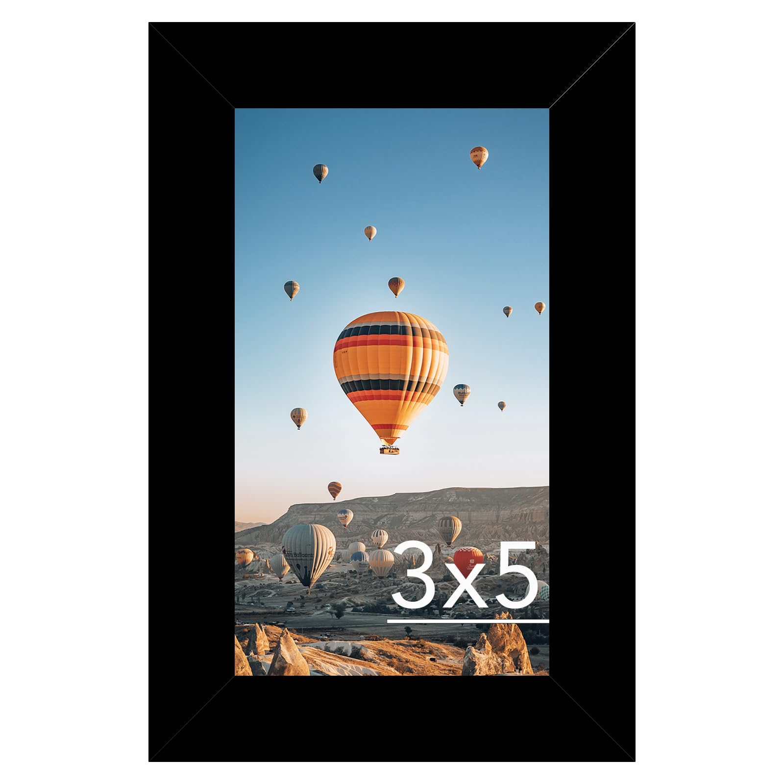 JCJMY 3x5 Picture Frame Black for Tabletop, 3 x 5 Photo Frame with Shatter Resistant Plexiglass, Sturdy 3 by 5 Poster Frame, Black