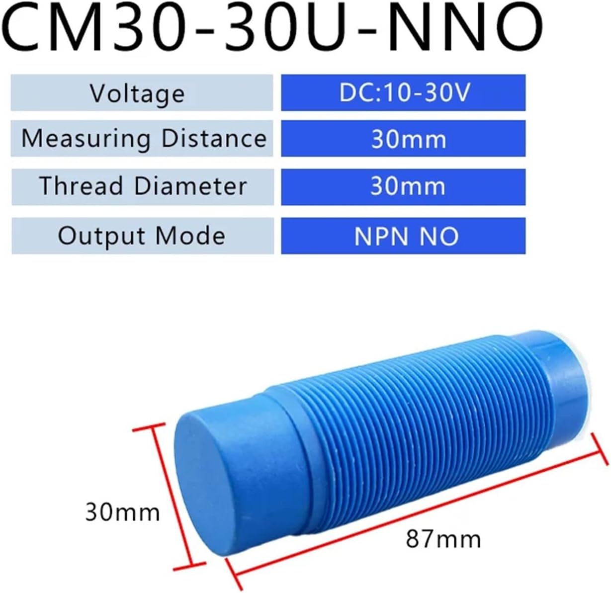 1PCS M30 Plastic Capacitive Proximity Sensor Switch Seriesdetection Distance 20mm/30mm(CM30-30U-NNO)