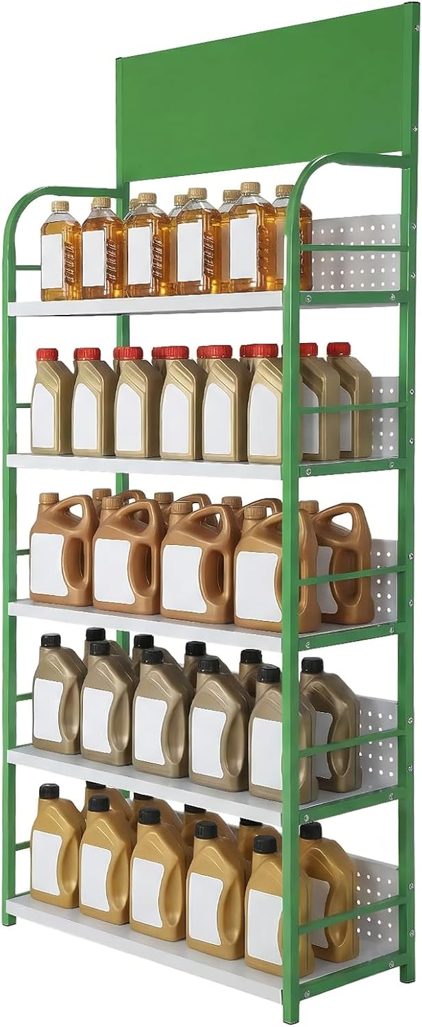 5 Tier Floor Standing Snack Candy Rack Display with Signboard Oil Display Rack for Kitchen Office and Convenience Store