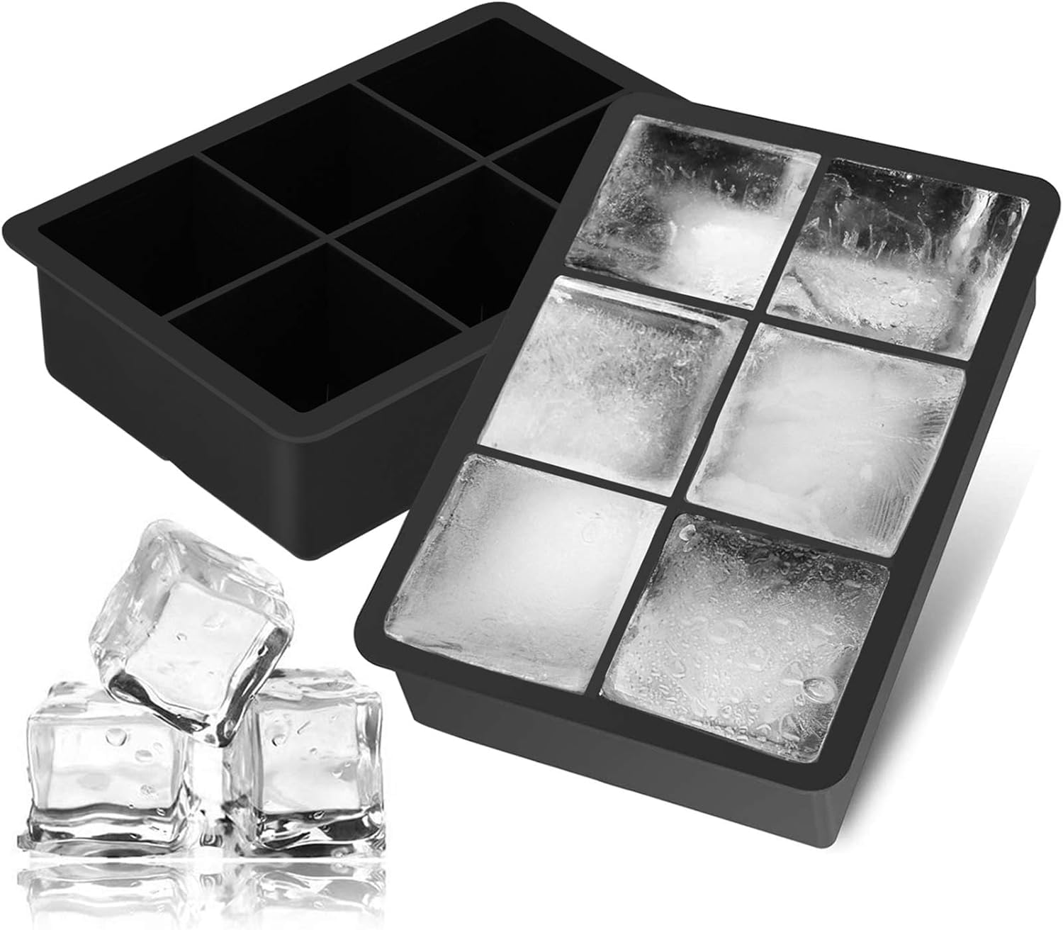 MAGIC PLUS Ice Cube Trays for Freezer Silicone Big Size - Easy Release, BPA Free Molds for Freezer, Big Cube Design Ice Cube, Perfect for Drinks, Cocktails, Baby Food and More (B0D5MGYR3S) Amazon Price History, Amazon Price Tracker