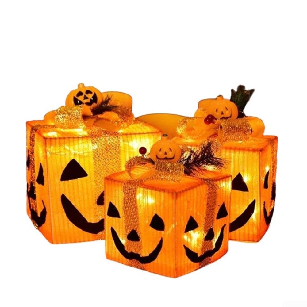 Calabaza LED Halloween Sonriente Hierro 25.5cm para decoración(orange)