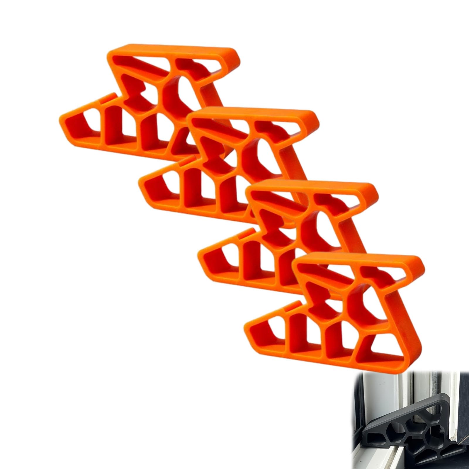 Door Stopper 4 Pack, Secure Track Door Stop – Non-Slip Rubber Wedge for Home, Office, Balcony, Bathroom & Kitchen – Absorbs Impact, Reduces Slamming, Protects Door Rails，4PCS-Orange