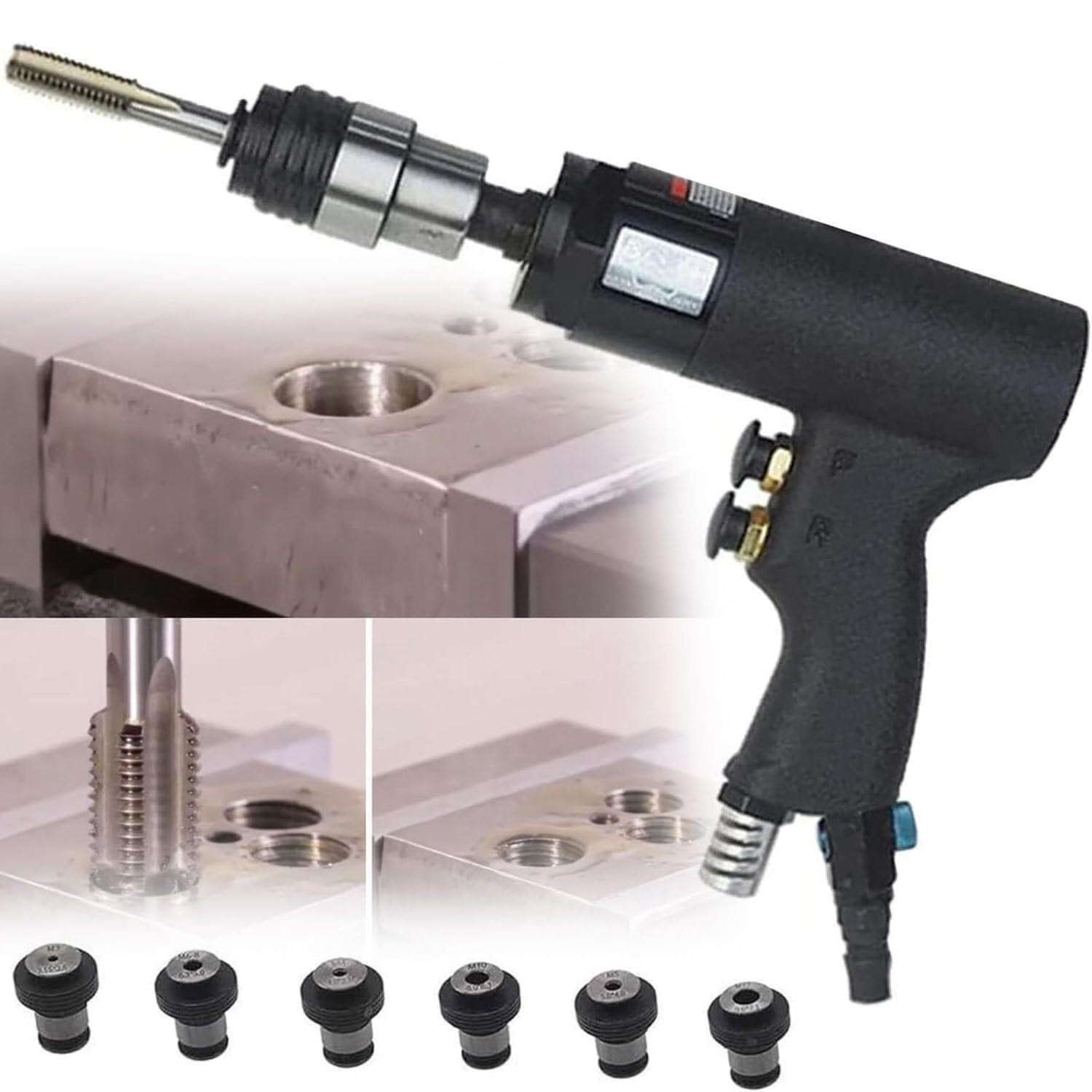 YXYLJOZ Pneumatic Tapping Gun - Handheld Tapping Machine for M3-M12 Threads, Durable Drilling Tool for Precision Tapping and Threading Tasks