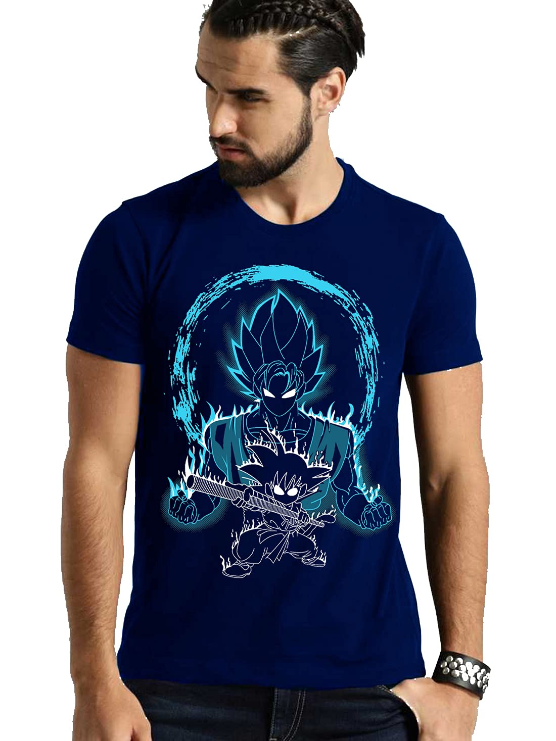 VIKCLIQUEDragonball Goku Child Ultra Instinct Anime Printed Half Sleeve Round Neck T-Shirt for Men's/Boy's