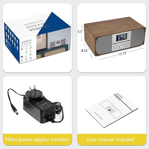 Miniatura 8 de LEMEGA MSY6 Sistema estéreo Bluetooth para el hogar I Potente reproductor de CD de 100 W I Radio FM I Transmisión de audio Bluetooth I Reproductor