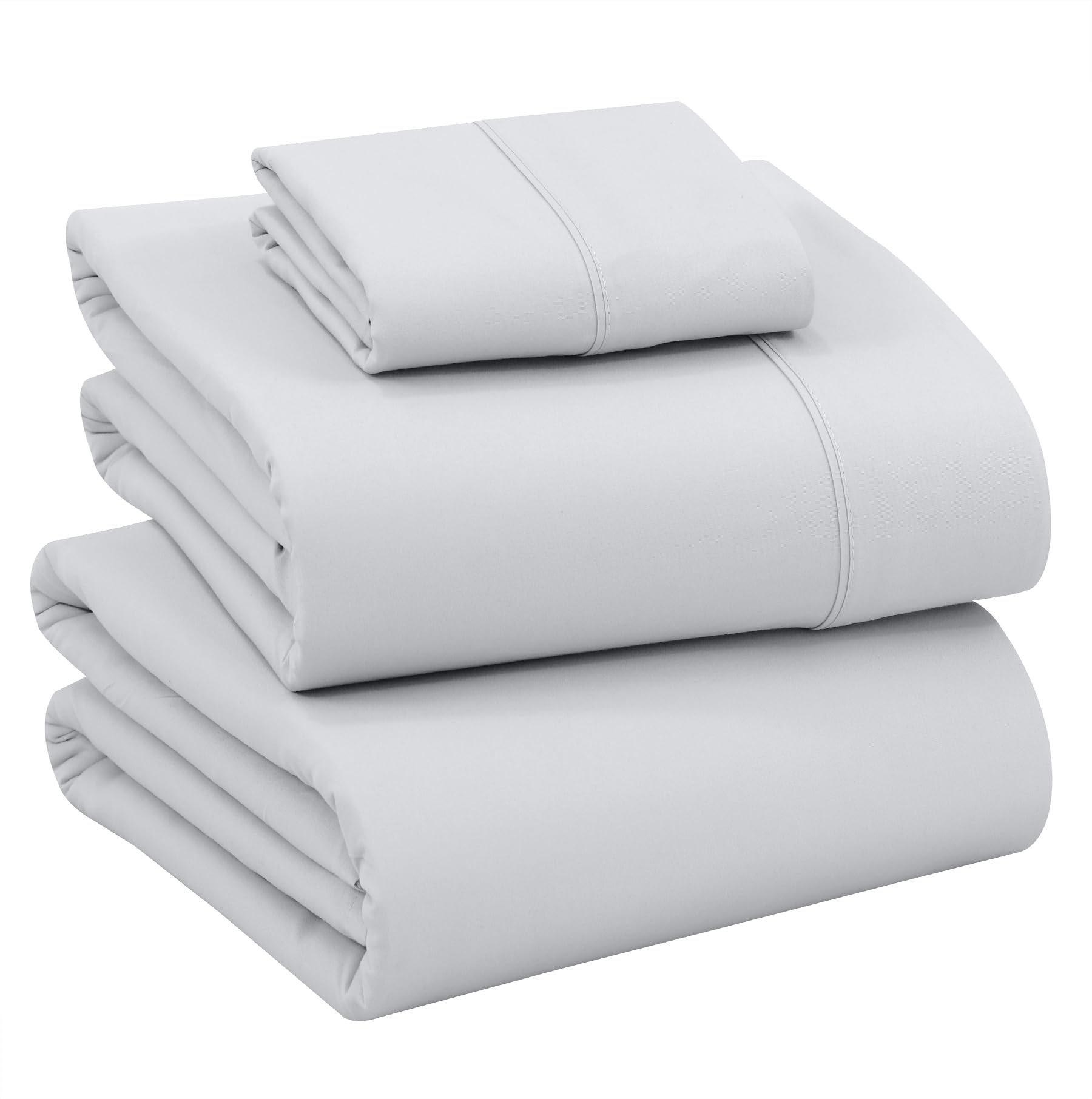 RUVANTI 100% Cotton Sheets โ Twin XL Size Percale Bedding, Cooling & Breathable, Durable with a Crisp, Soft & Comfortable Feel, 16" Deep Pocket, 3-Piece Set, Quiet Gray