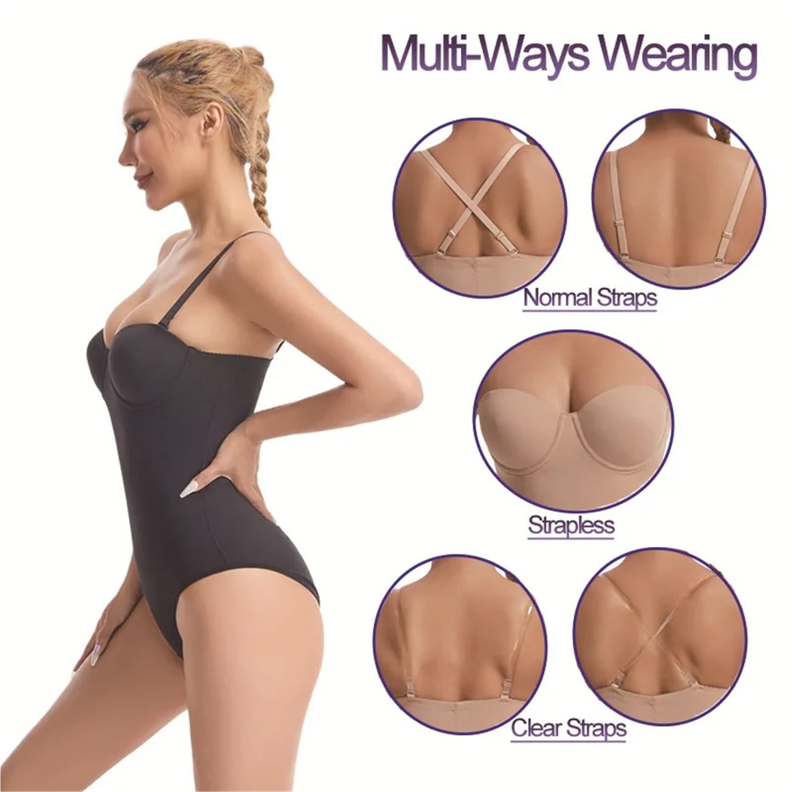 Faja Moldeadora de Verano de Talla Grande for Mujer, con Aros de Acero, Sujetador, Mono, Vestido, sin Tirantes, sin Costuras Adecuado para Fiestas, Trabajo, Bodas(Beige,M)