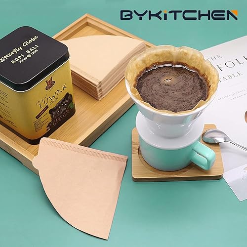 Miniatura 6 de BYKITCHEN Filtros de café pequeños, tamaño 01, juego de 200 unidades, papel desechable de cono para café, filtros de papel natural para verter sobre