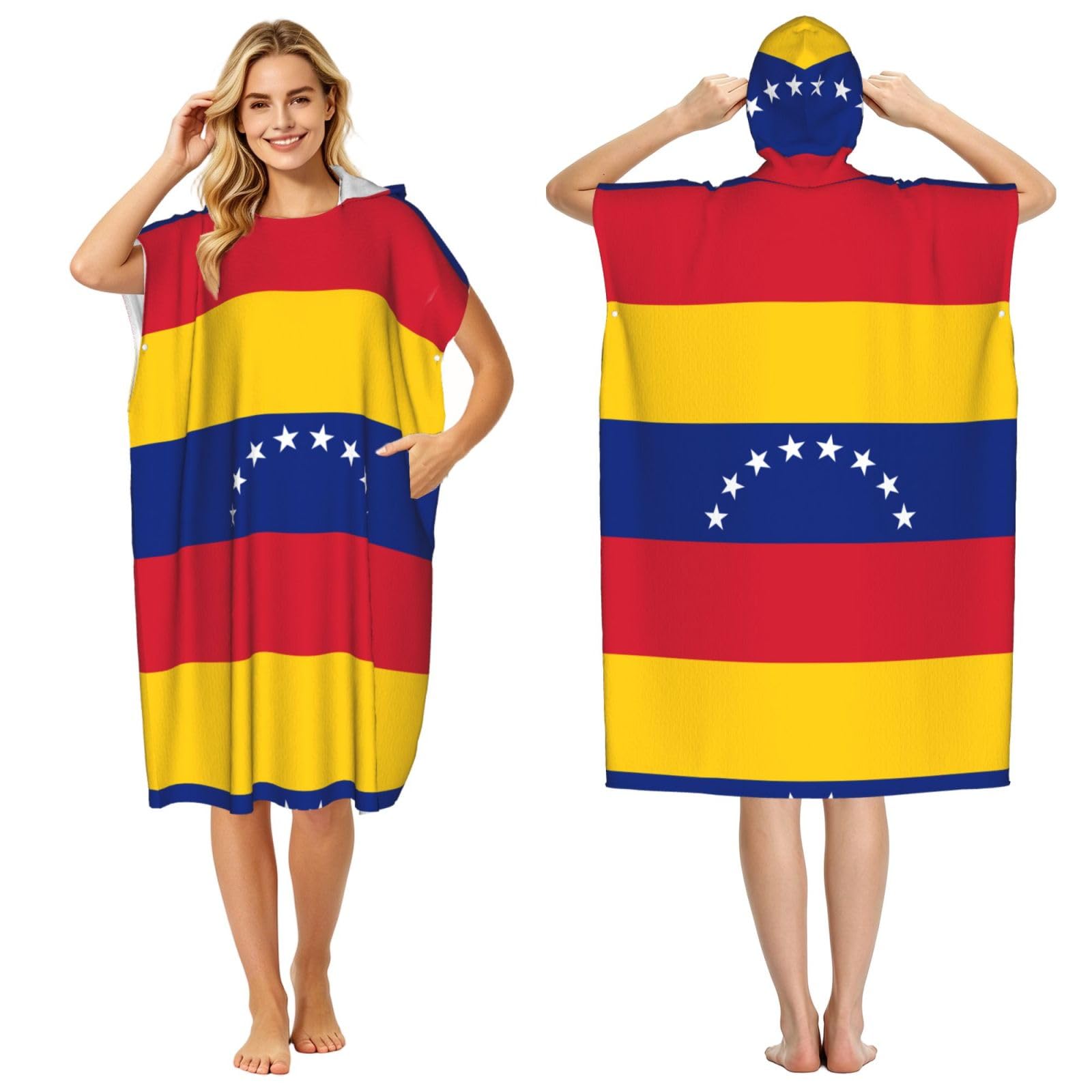 WSSYYBFFlag of Venezuela Adult hooded beach towel Oversized with Hood for Absorbent Quick Dry