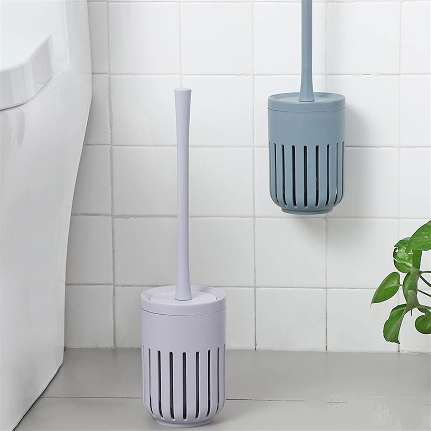 Toilet Brush Holder Toilet Brush and Holder,Toilet Bowl Cleaning Brush Set,Bathroom Wall-mounted Toilet Brush with Base Long Handle Cleaning Brush and Storage Toilet Brush Holders(D)