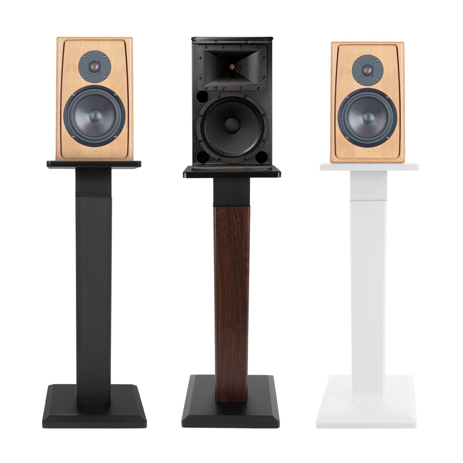 Coppia di supporti per altoparlanti, colore nero, 85 x 29 x 29 cm, in MDF, altezza 65 – 85 cm, supporto HiFi, antiscivolo, accessorio per home theatre, stabile base per altoparlante per sala musicale