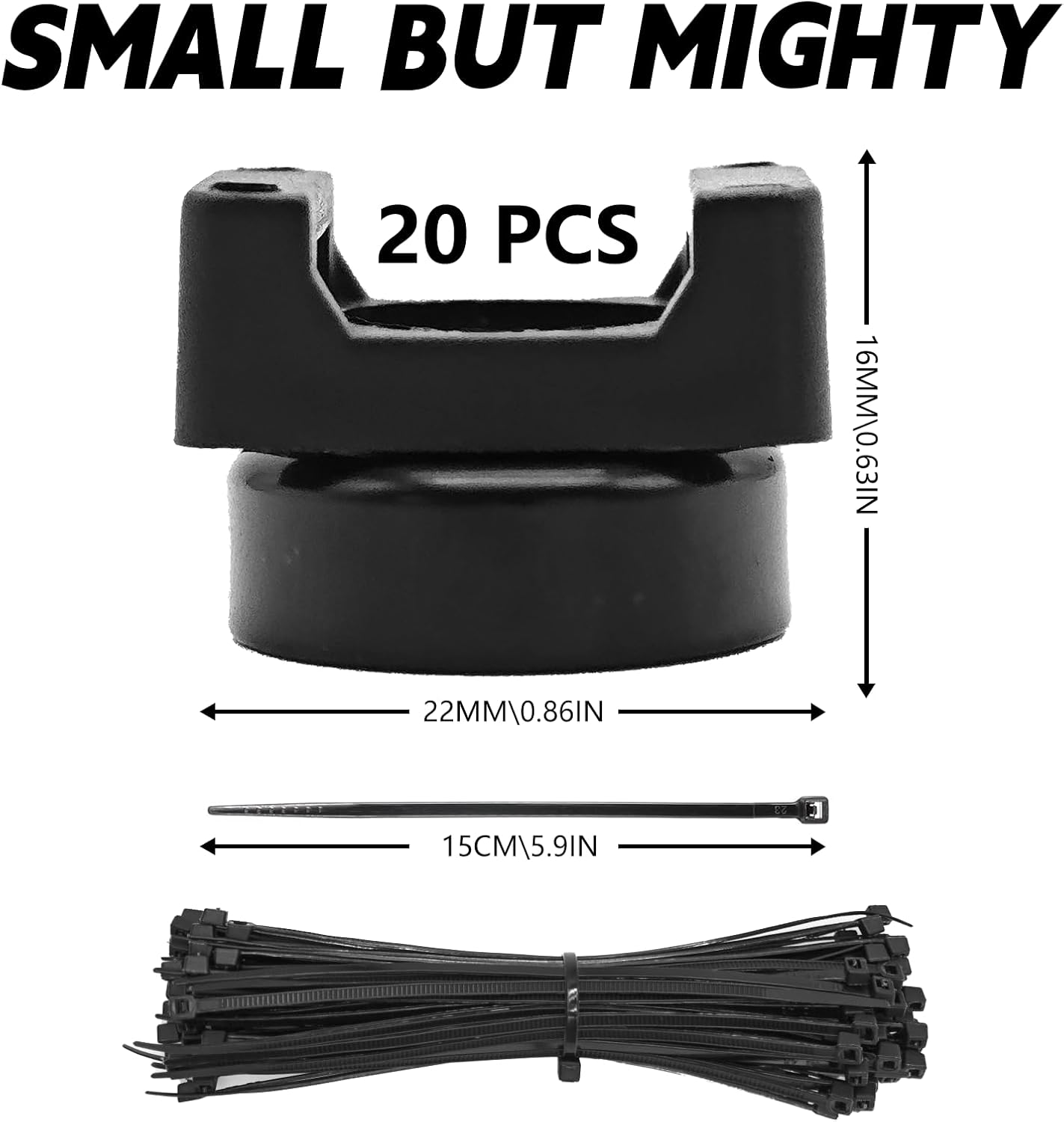 20Pcs Magnetic Zip Tie Base 100 Nylon Cable Ties 22mm Office Cable Organizer image 2