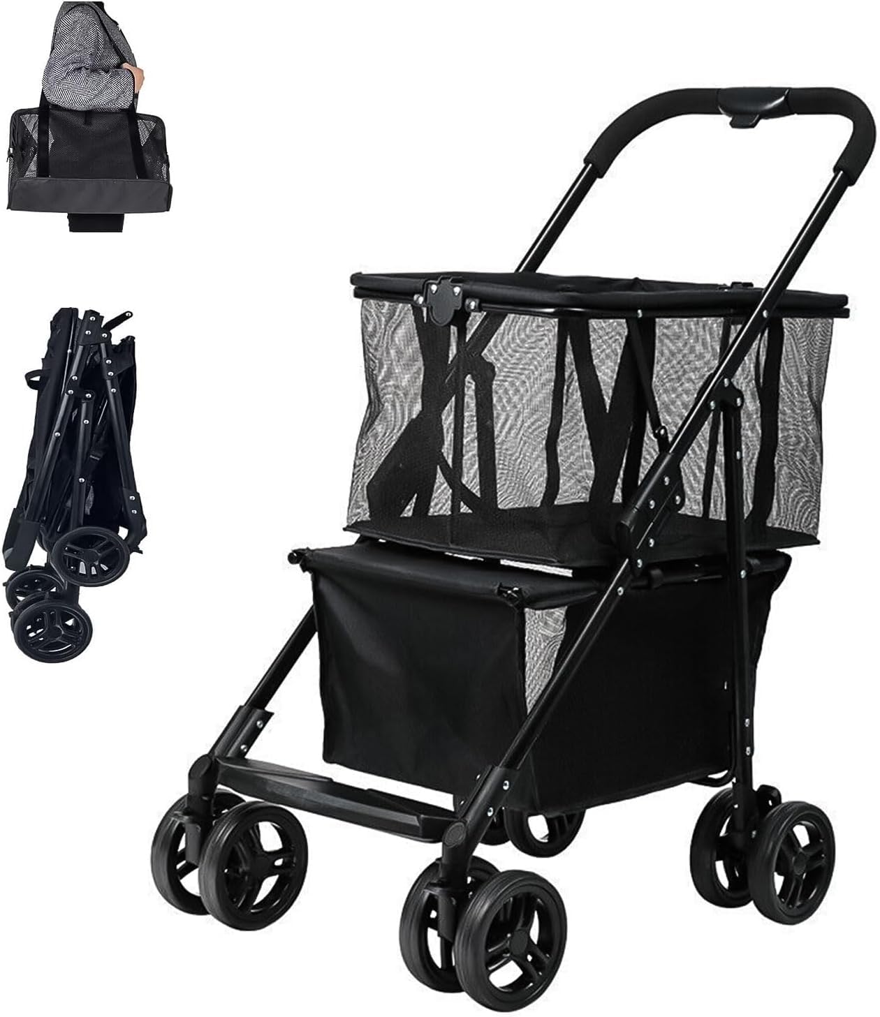 ⭐︎美品⭐︎Cartist ショッピングカート（ブラック）　買い物カゴ Amazon｜Cartist ショッピングカート 買い物カート キャリー