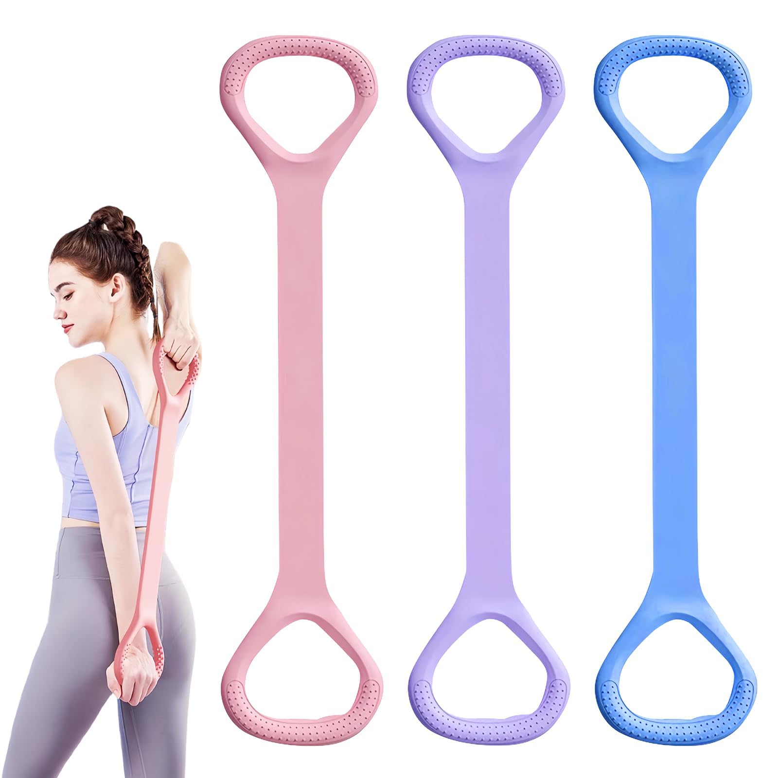 3 Pieces Resistance Band Women, 45cm x 3.5cm Figure 8 Resistance Bands