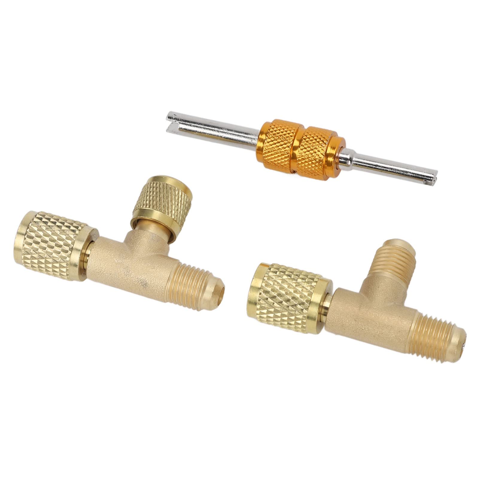 Adapter Pompy Próżniowej Trójnik Chłodniczy Mosiądz 1 Zawory 4-calowe Rdzeń Mosiężny Trójnik Adapter Szybkozłącze Tee Dostępowe Złączki do Wakuometru R22 R12 R134 Czynnik