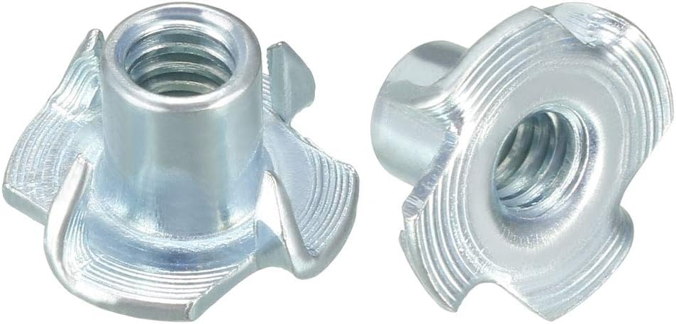 uxcell 20Pcs 1/4"-20 4 Pronged Tee Nut T-Nut for Rock Climbing Holds Wood Cabinetry