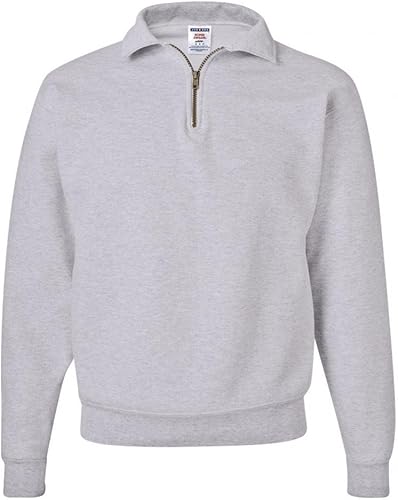 Jerzees Sudadera Super Sweats 14 Zip con Cuello Cadete - Abedul, Fresno