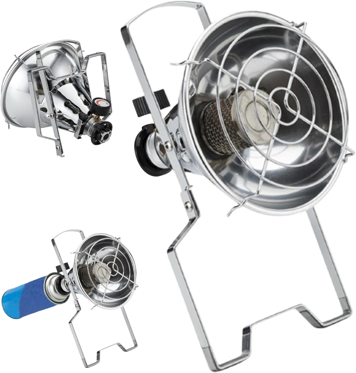 1PC Outdoor Heaters Portable Gas Heater with Foldable Handle Multi-Use Propane Heater Cooker with Control Valve Rapid Heating for Tent, Camping, Ice Fishing