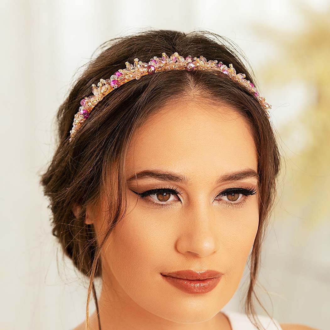 IYOU Strass Natale Vite per Capelli Verde Scintillante Cristallo Copricapo Foglia Floreale Sposa Festival Natalizi Accessori per Capelli per Donne e Ragazze