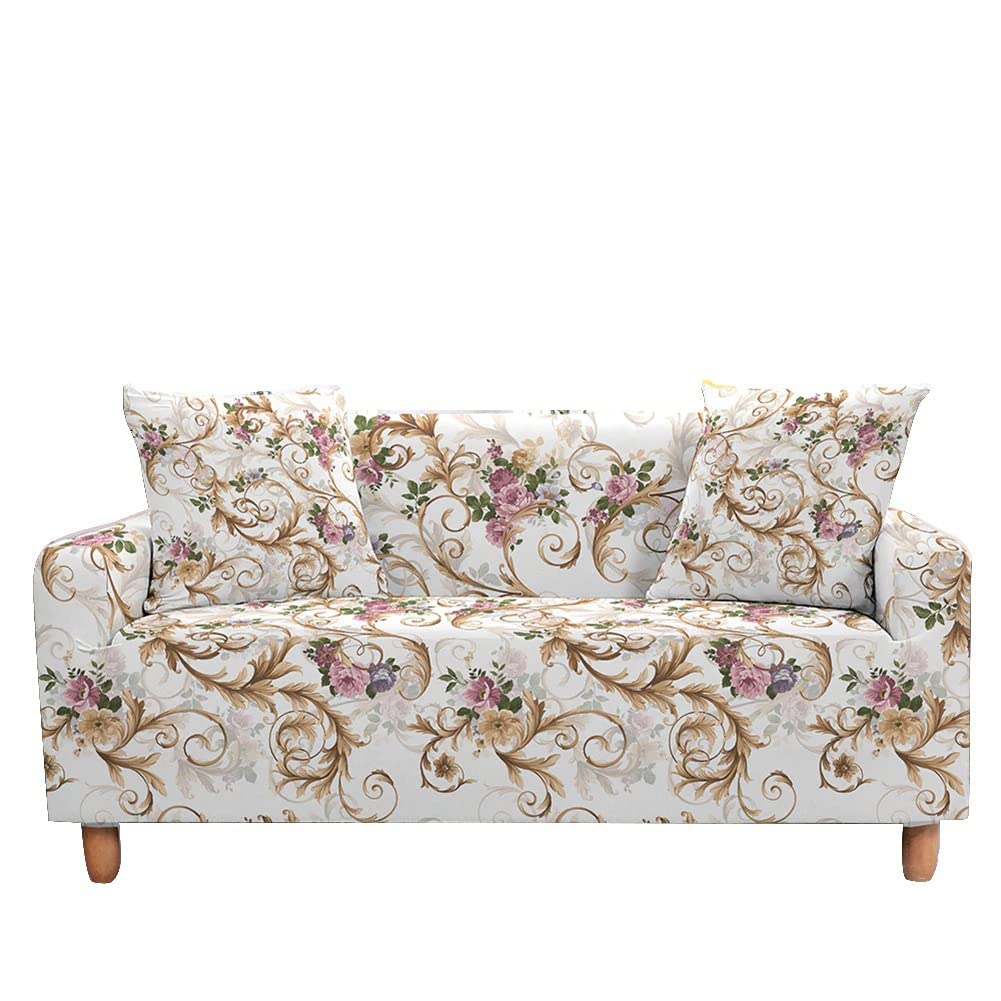 Highdi Classic Vintage Sofa Cover 1/2/3/4 Seater, Sofa Slipcover Stretch Washable Furniture Protector Non Slip Sofa Covers for Loveseat Couch Sofa (1 Seater,Baroque)