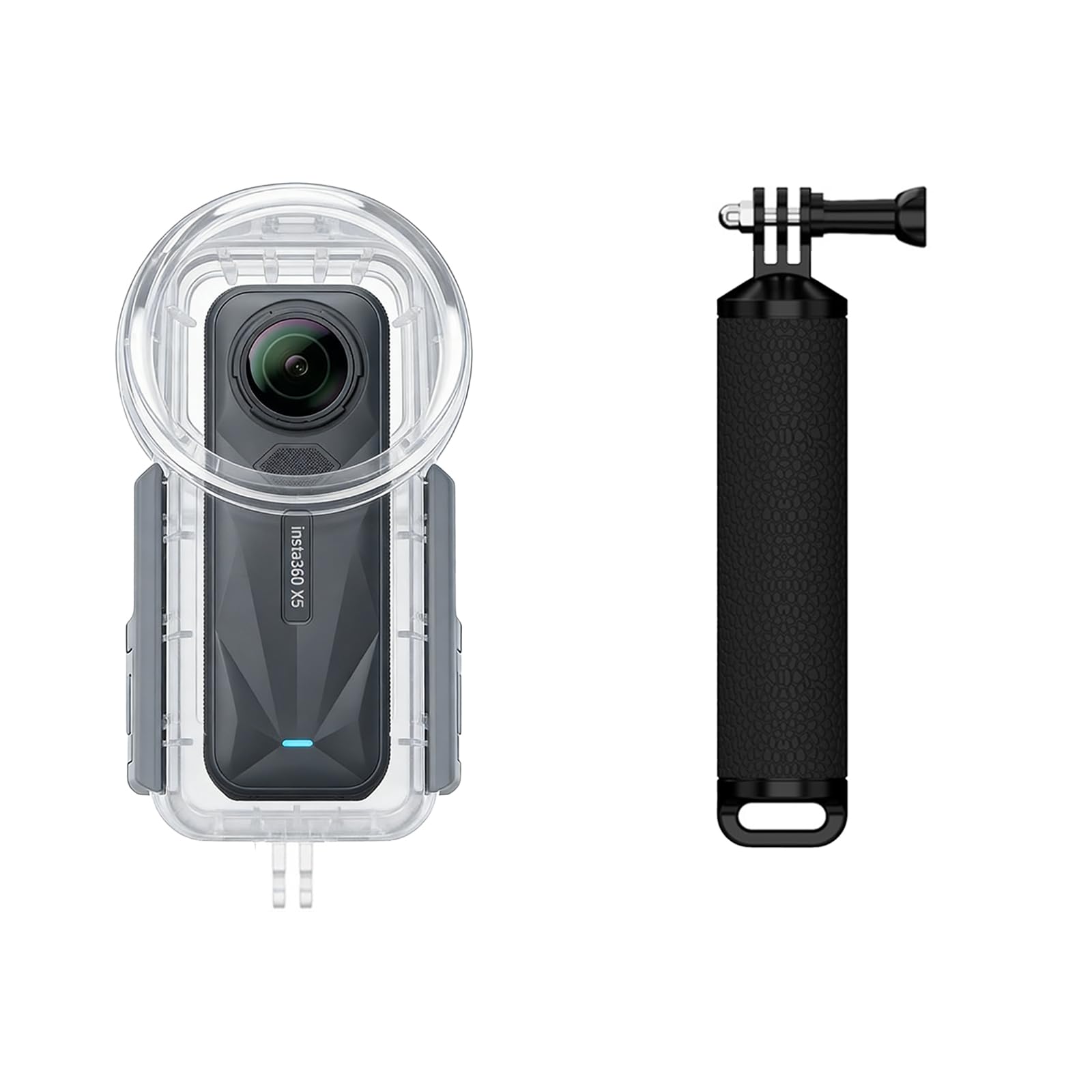 Funda impermeable compatible con Insta 360 X5, carcasa subacuática de 50 metros con material de PC, empalme panorámico, revestimiento AR, cubierta de tela protectora, base en forma de Y (YH