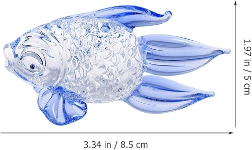 Miniatura 4 de Lurrose Blue Glass Fish Figurine Hand Blown Sea Animal Sculpture Home Decoration Accent for Office Cafe Wedding Party