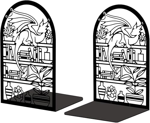 Miniatura 9 de Peacoblue Sujetalibros de metal para estantes, soportes de libro modernos y decorativos resistentes para estudio, oficina, escritorio, estante,