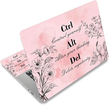 15 15.4 15.6 13 13.3 14 12 12.1 in Skin Laptop Sticker Decal, Netbook Skins for Notebook, Universal Vinyl Laptop Decor Cover, Art Protector I Pink Inspirational with Positive Quotes Ctrl Alt Del