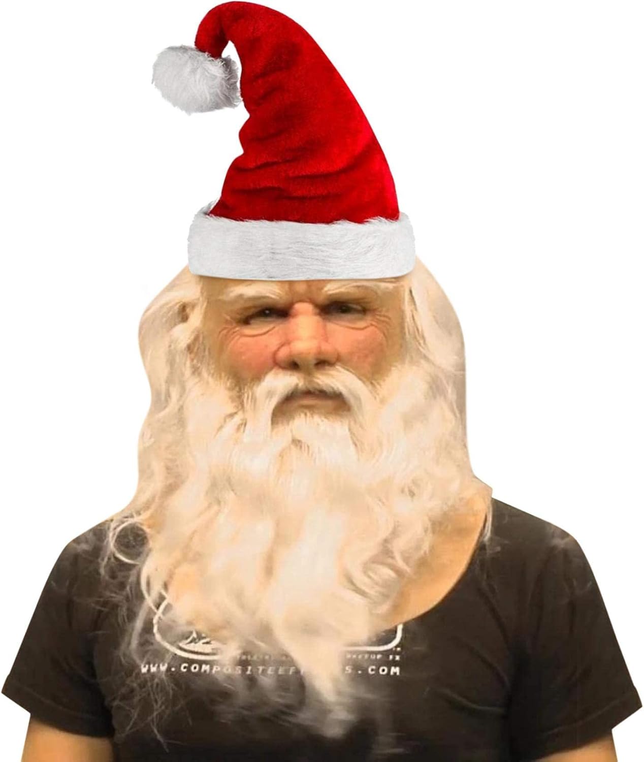 Santa Claus Latex Mask | Realistic Full Face Latex Mask with White Beard, Red Cap Fancy Costume Masquerade for Halloween Christmas Party New Years Holiday FD67669977