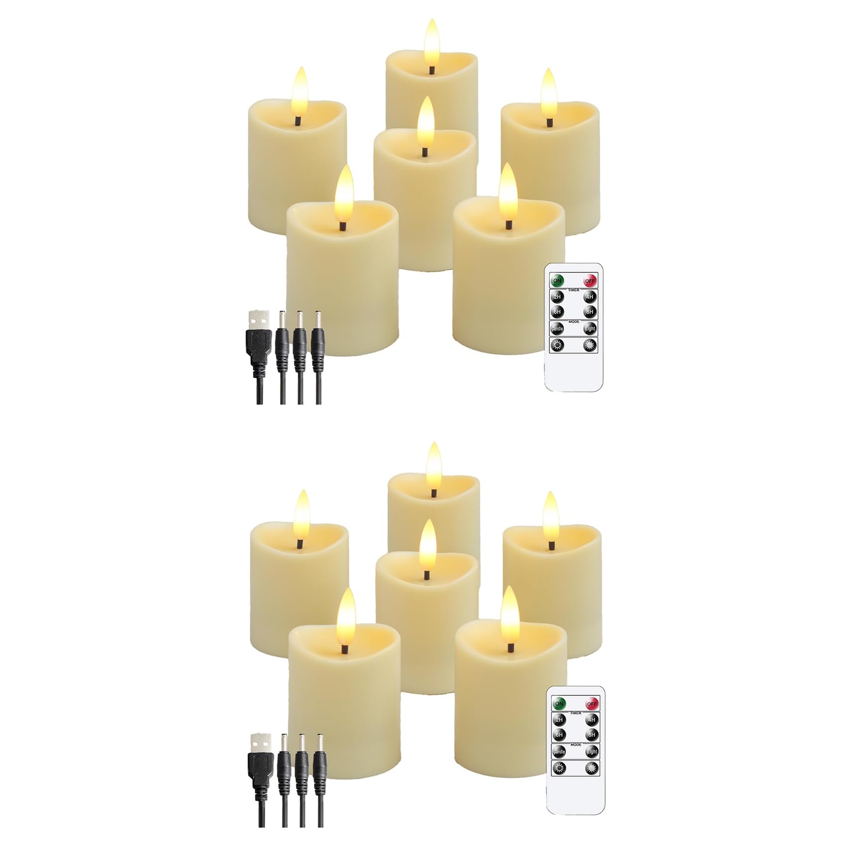 Hndhbfgrt 12x LED Candles, Flickering Flameless Candles,Rechargeable Candle, Real Wax Candles with Remote Control, Milky White