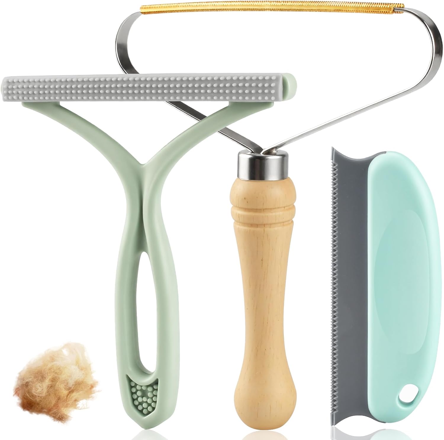 Pet Hair Removal Tool 3 Pack Dog Cat Hair Remover Carpet Scraper Rake Fur Removal Brush Lint Remover Shaver for Car Furniture Couch Green