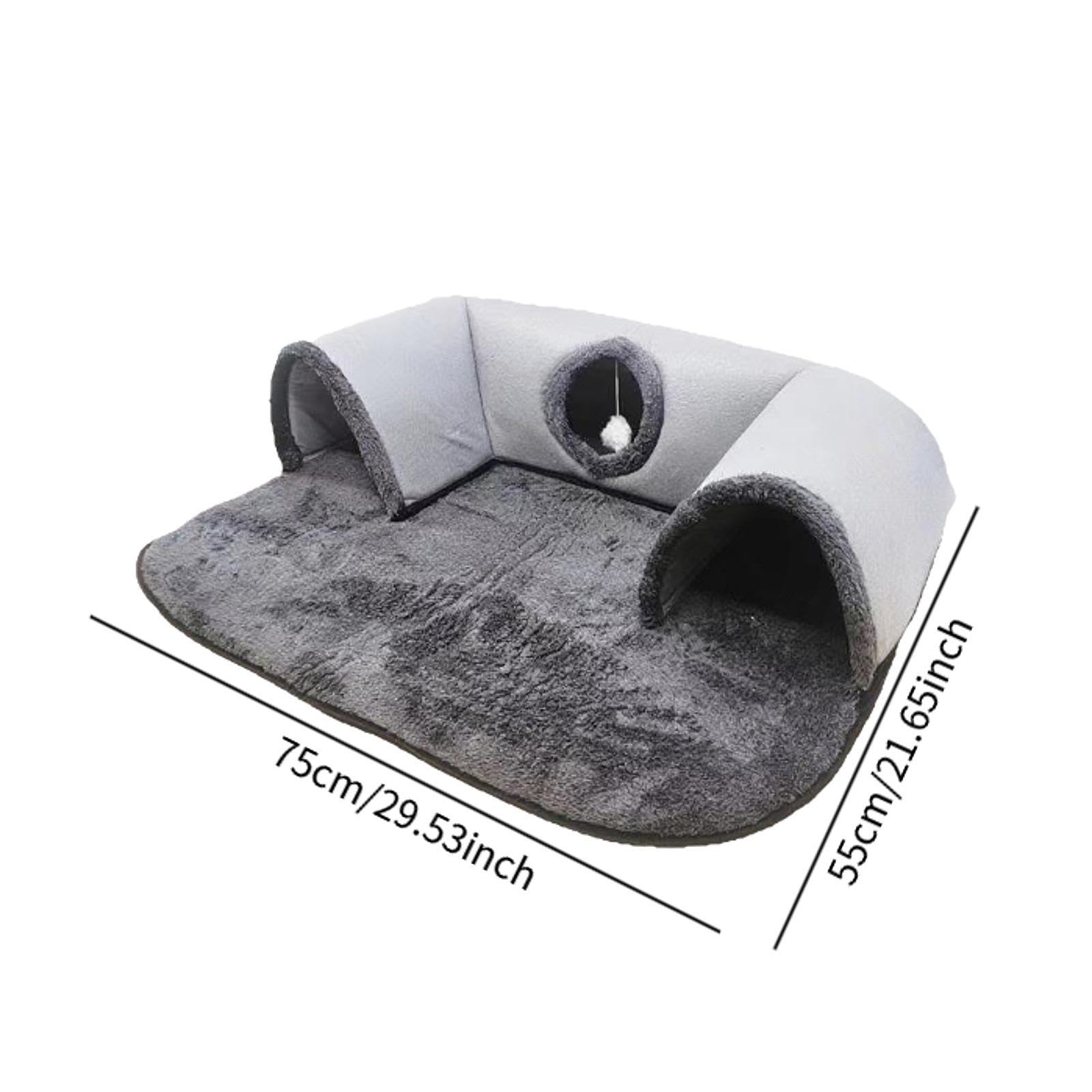 Tunnel pour Chat avec Niche, Lit Tunnel, Tapis Amovible, Cubes Pliables pour Chatons et Petits Animaux, Idéal pour La à L'intérieur Ou à L&, S