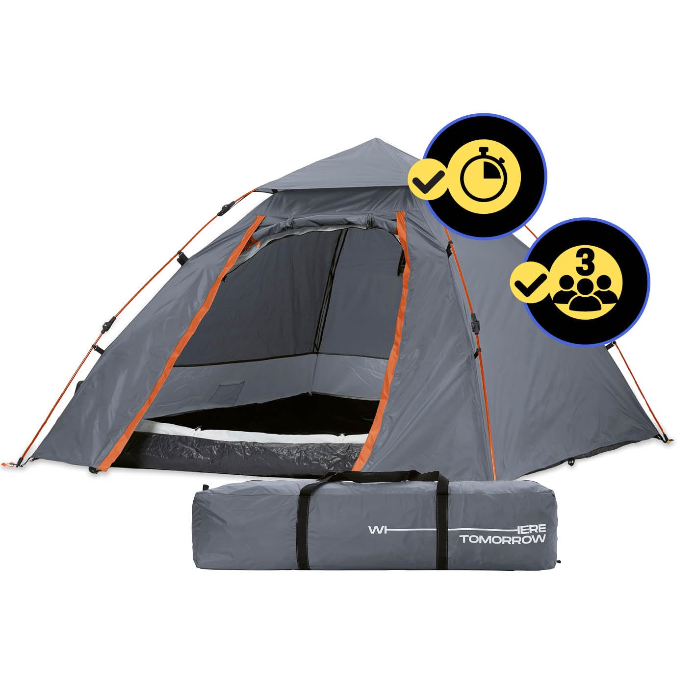 Lumaland Tenda da campeggio pop-up | tenda a cupola per 2-3 persone 215 x 195 x 120 cm | 4 stagioni | tenda da trekking e festival | leggera, impermeabile e robusta | montaggio semplice, veloce