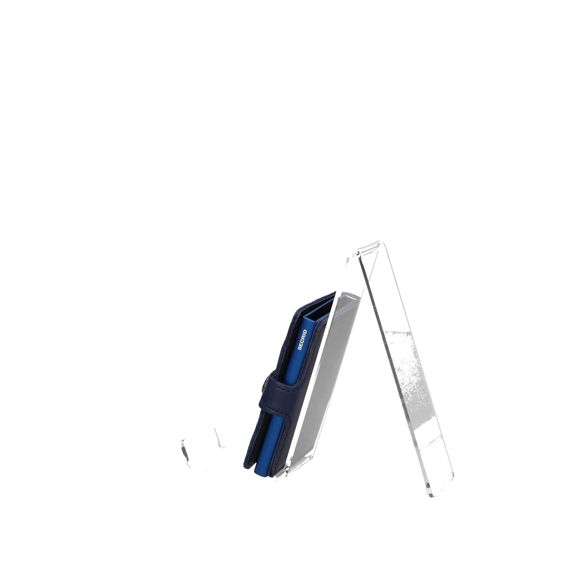 Secrid - Tarjetero rígido de Cuero y Aluminio en Azul