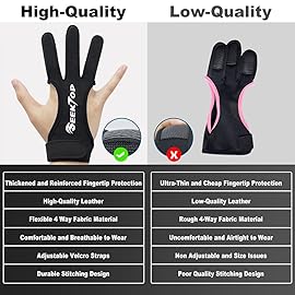 Archery Gloves Shooting Hunting Leather Three Finger Protector for Youth Adult Beginner - L