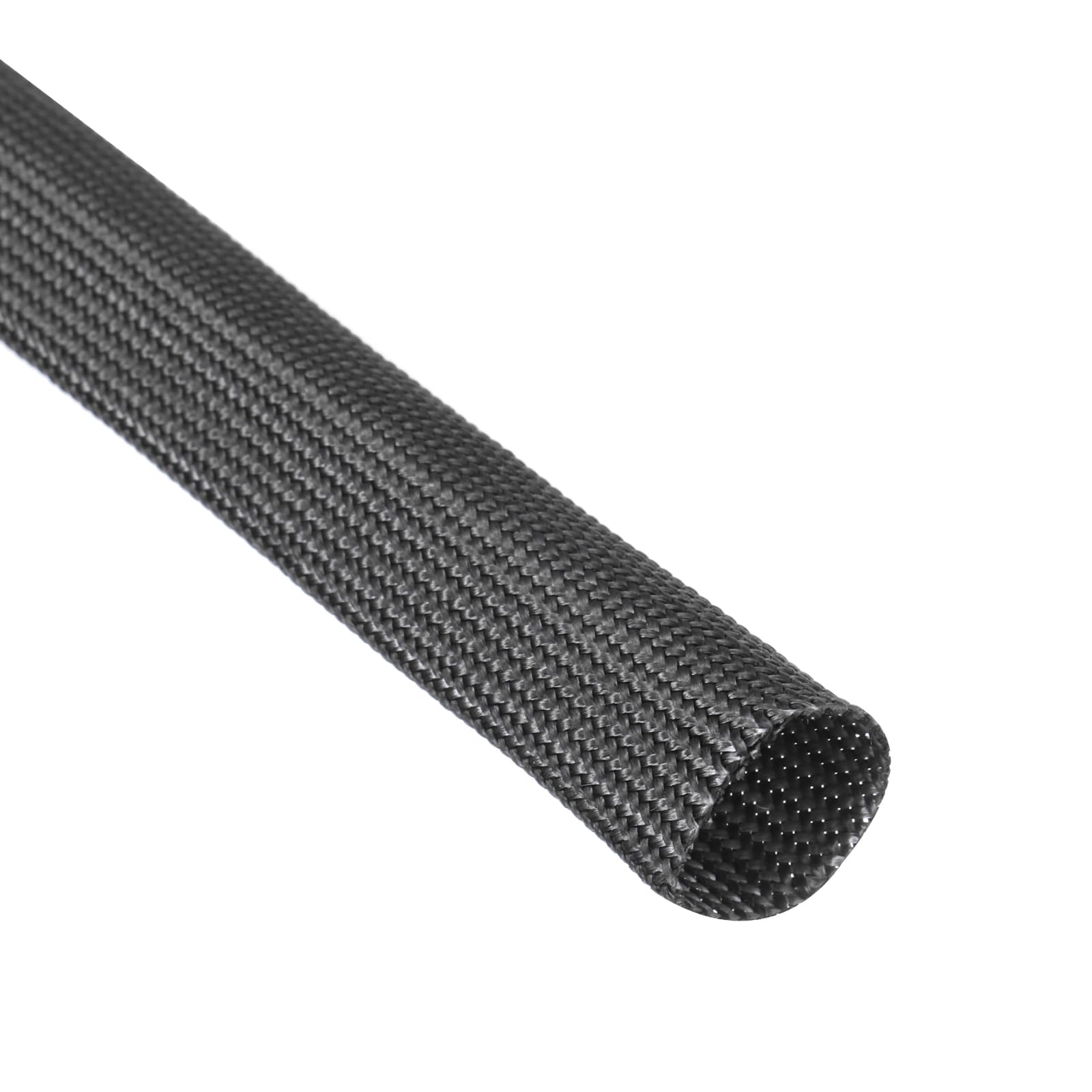 QUARKZMAN 1 Pz Intrecciata Guaina Per Cavi Elettrici, 10mm x 1m, Guaina alta temperatura in fibre di vetro alcali-free, Tagliabile Nascondi Cavi, Cable Management Per TV, Auto, Casa, Nero