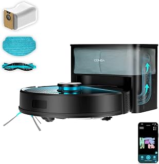 Cecotec Robot Aspirador y Friegasuelos con Base de Autovaciado Conga Y50 X-Treme Neo. Navegación Láser, Potencia de Succión 5000Pa, Base con Depósito 3L, Cepillo Multifunción, App