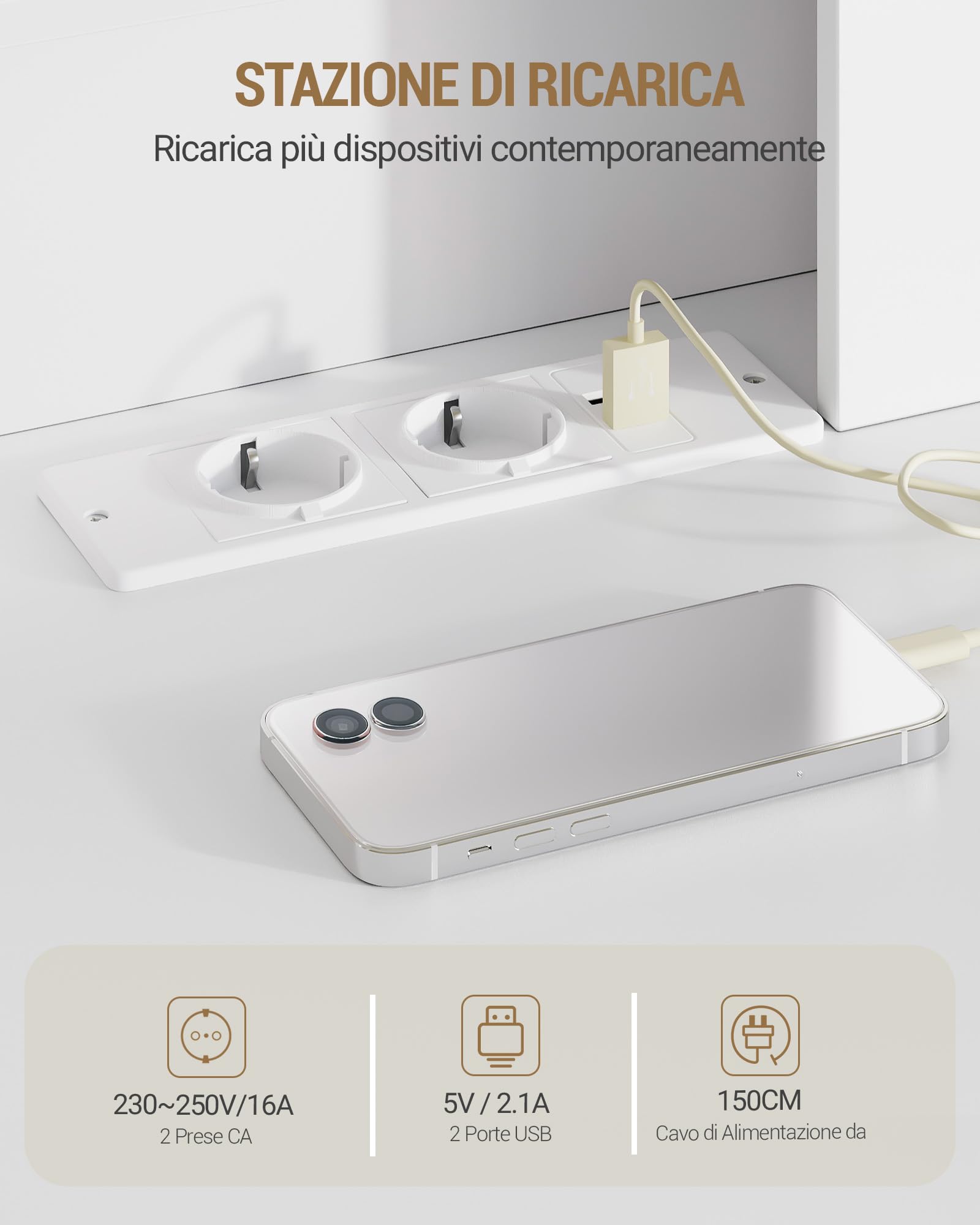 Hzuaneri 108 cm Toeletta Trucco, Postazione Trucco con Grande Specchio HD, Ciabatta Multipresa, Illuminazione a LED, 9 Cassetti, 3 Scomparti Portaoggetti, per Camera da Letto, Bianco 1180303XEU